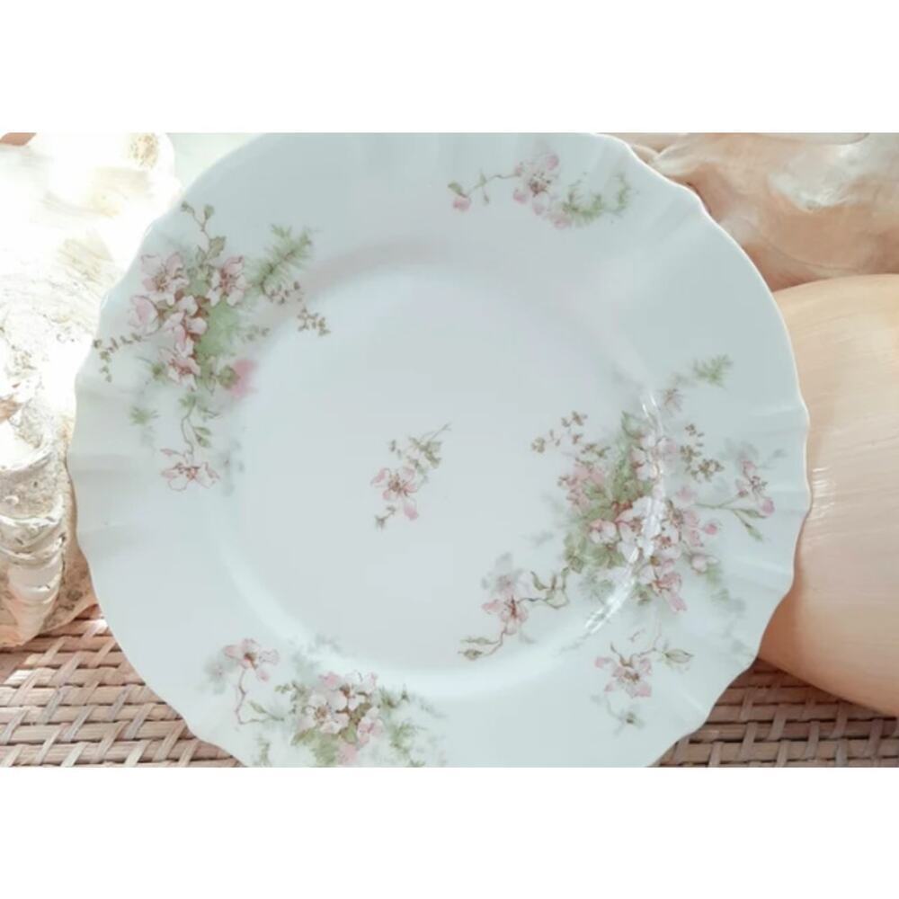 Vintage Theodore Haviland Limoges Pink Dogwood Dinner Plate Snack France Floral